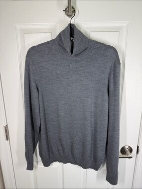 Joseph A Bank charcoal gray merino wool turtleneck sweater size large